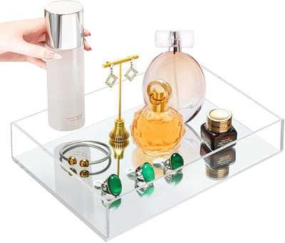 Vanity Tray, Multifunctional Decorative Tray with Smooth Mirror Decor