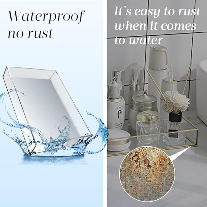 Vanity Tray, Multifunctional Decorative Tray with Smooth Mirror Decor