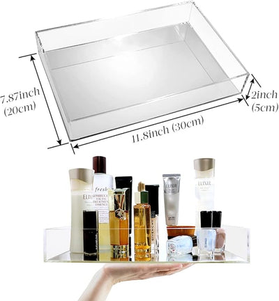 Vanity Tray, Multifunctional Decorative Tray with Smooth Mirror Decor