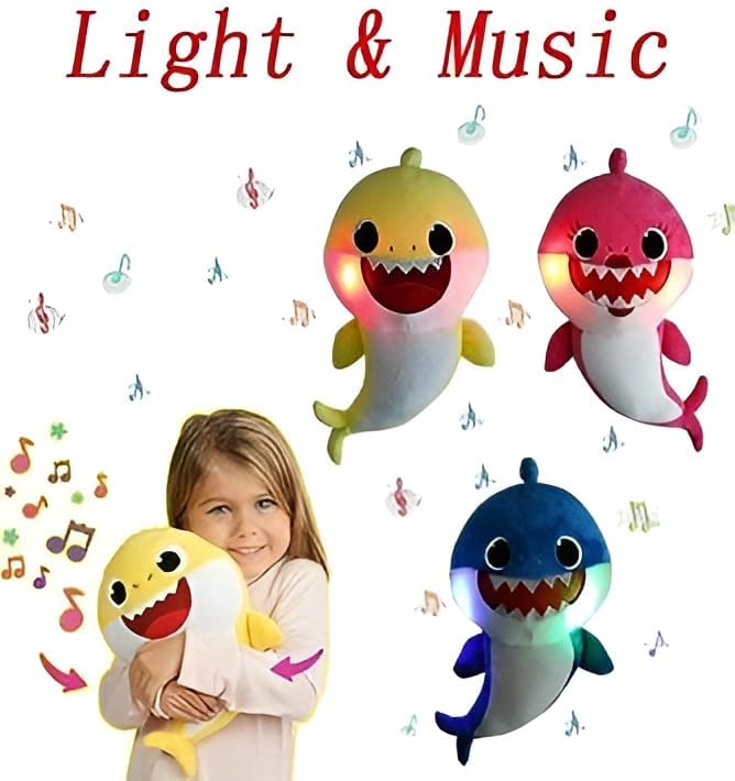 Premium Soft Baby Shark Plush Toy with Sound and Light – Singing Plush Toy – Stuffed Animal Soft Shark Toys for Baby Toddlers Kids