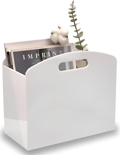 White Magazine Holder - Acrylic Magazine Rack Floor