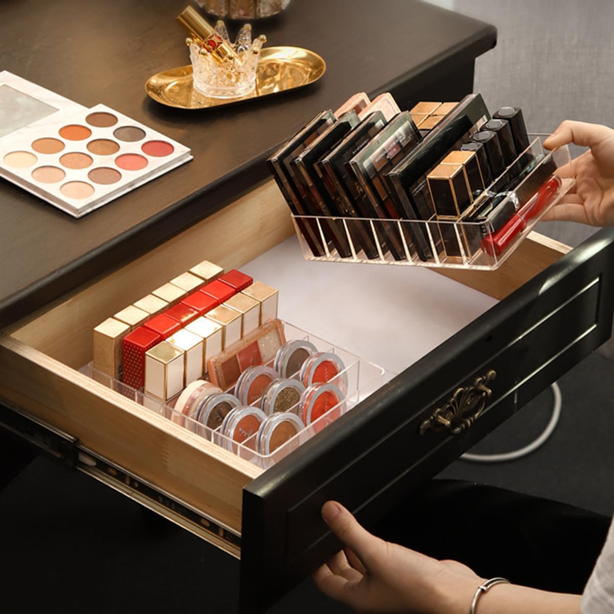 Acrylic Makeup Organizer Cosmetic Storage Display Boxes 7-Compartment