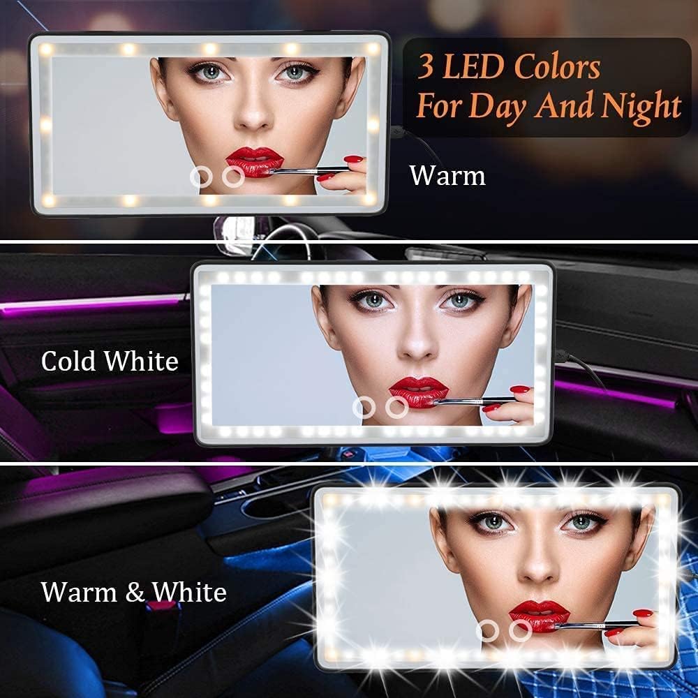 Car Visor Vanity Mirror, White