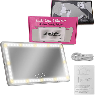 Car Visor Vanity Mirror, White