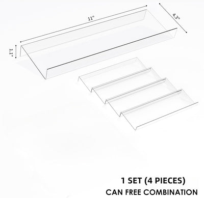11" Spice Drawer Organizer, 4 Tier Clear Acrylic Seasoning Jars Drawer Insert