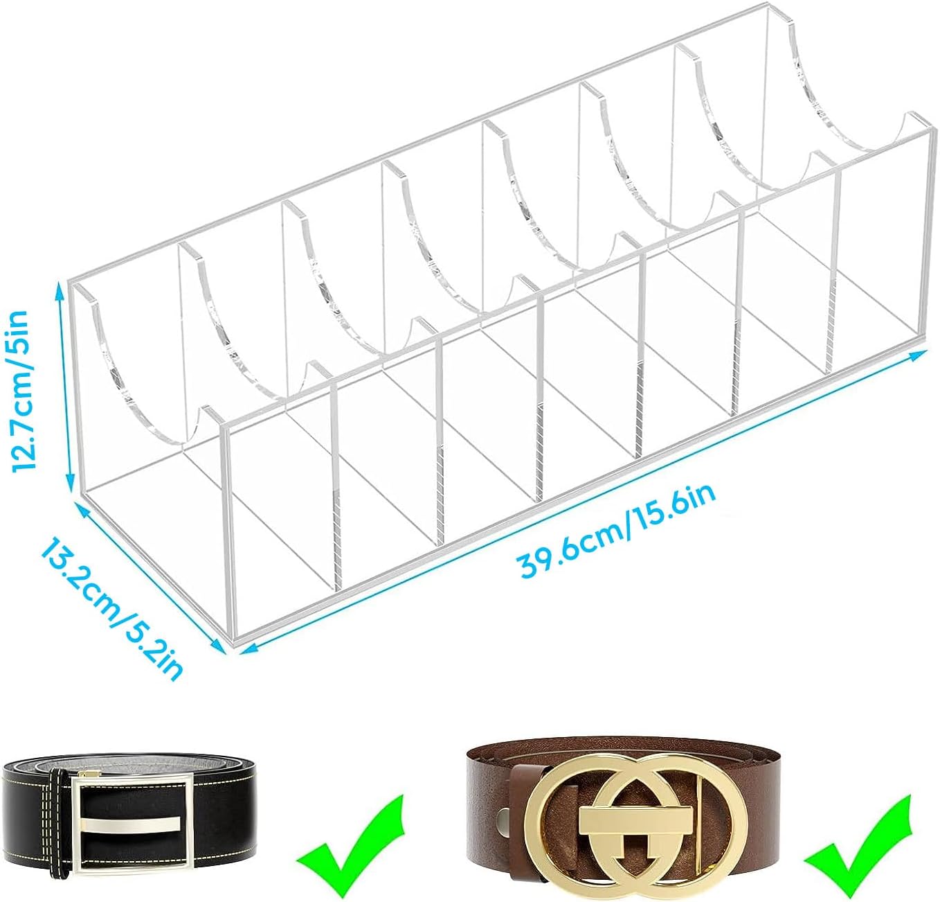 Belt Organizer Acrylic 7 Compartments Belt Container Storage Holder