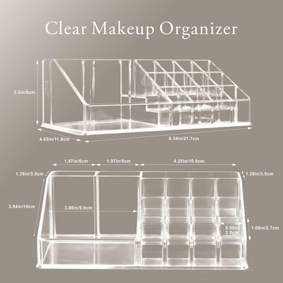 Makeup Organizer Lipsticks Organizer, Acrylic Cosmetic Storage with 16 Slots