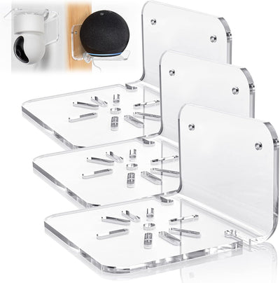 Clear Acrylic Small Wall Shelf Set of 3, 4'' Universal Adhesive Shelf
