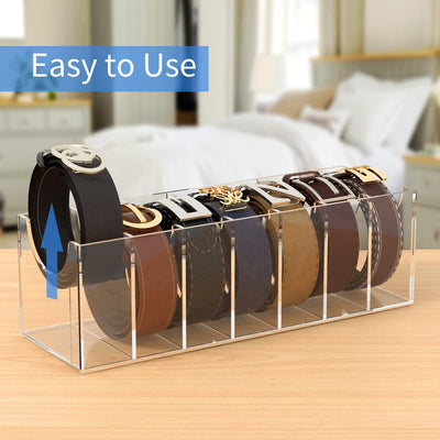 Belt Organizer Acrylic 7 Compartments Belt Container Storage Holder