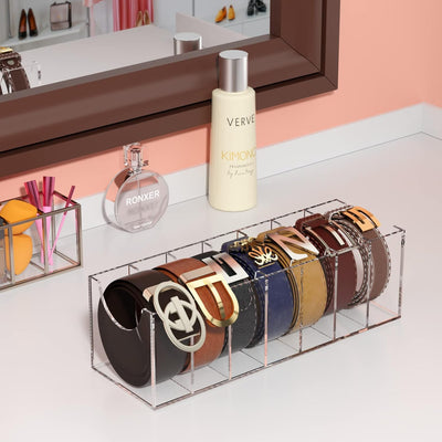Belt Organizer Acrylic 7 Compartments Belt Container Storage Holder