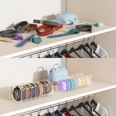 Belt Organizer Acrylic 7 Compartments Belt Container Storage Holder