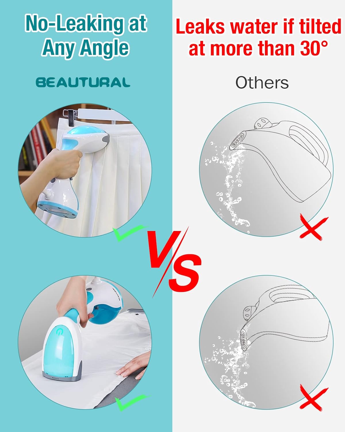 Handheld Garment Steamer with Removable Water Tank (1200W,260ml Tank)