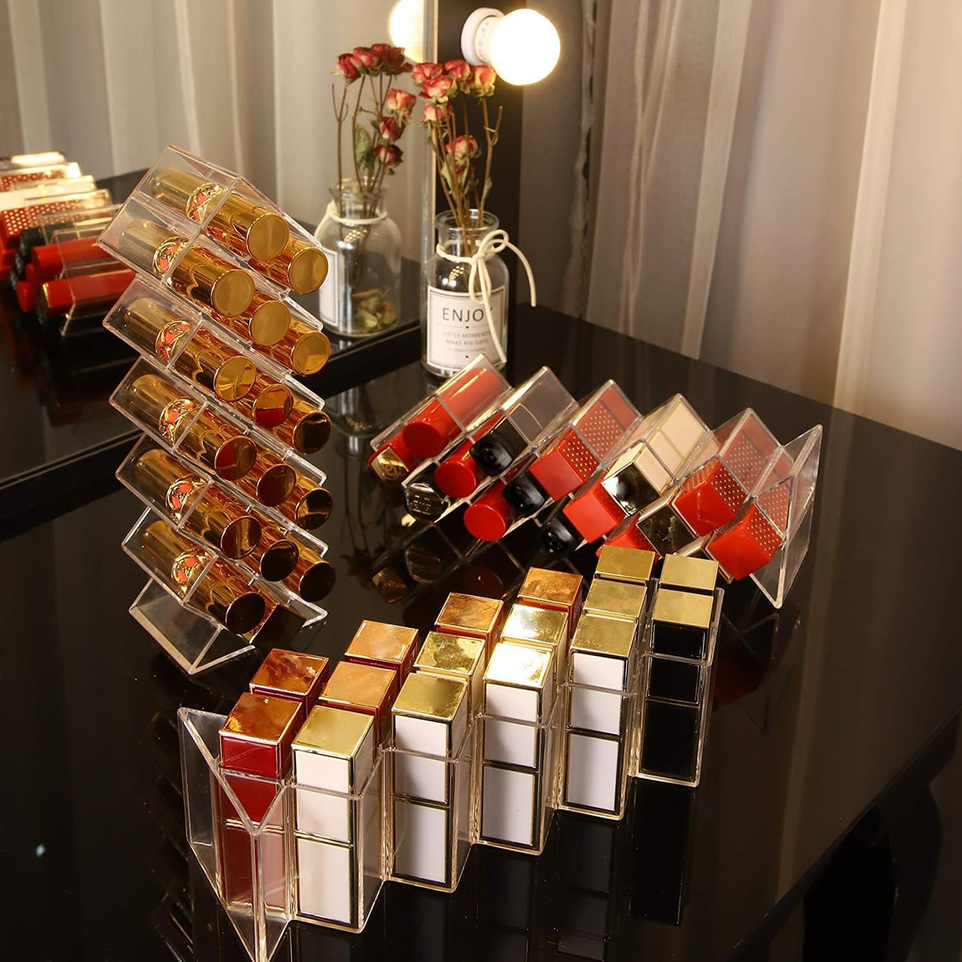 Lipstick Holder Organizer, 16 Spaces Acrylic Stackable Fish Shape Lipstick Tower (1 Pack)