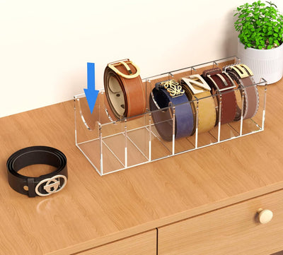 Belt Organizer Acrylic 7 Compartments Belt Container Storage Holder
