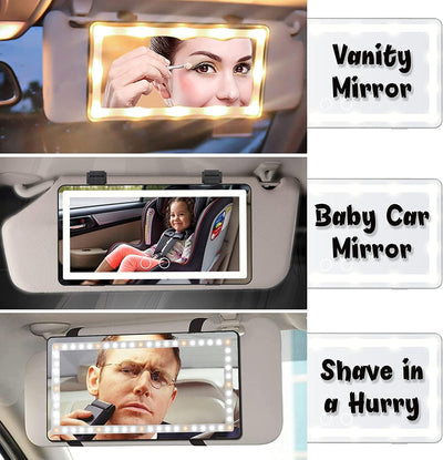 Car Visor Vanity Mirror, White