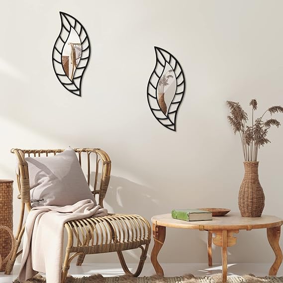 Decorative Leaf Mirror Art for Vanity