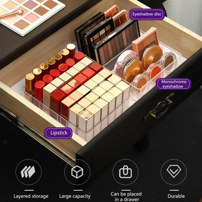 Acrylic Makeup Organizer Cosmetic Storage Display Boxes 7-Compartment
