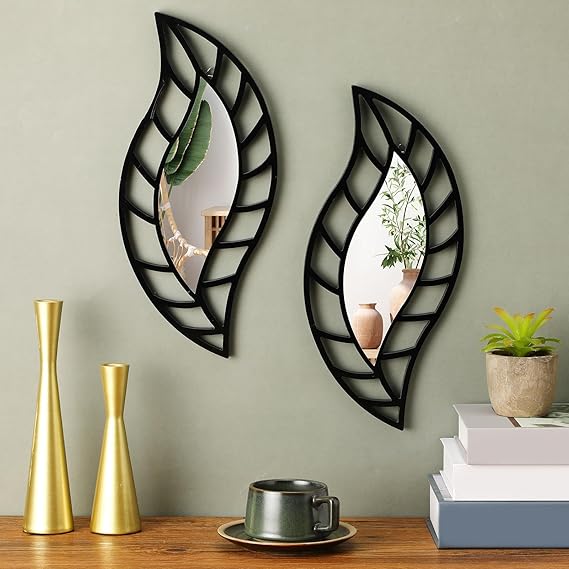 Decorative Leaf Mirror Art for Vanity