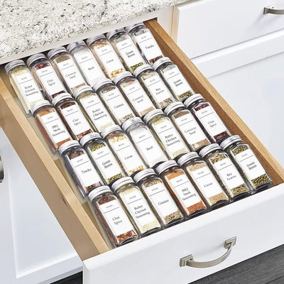 11" Spice Drawer Organizer, 4 Tier Clear Acrylic Seasoning Jars Drawer Insert