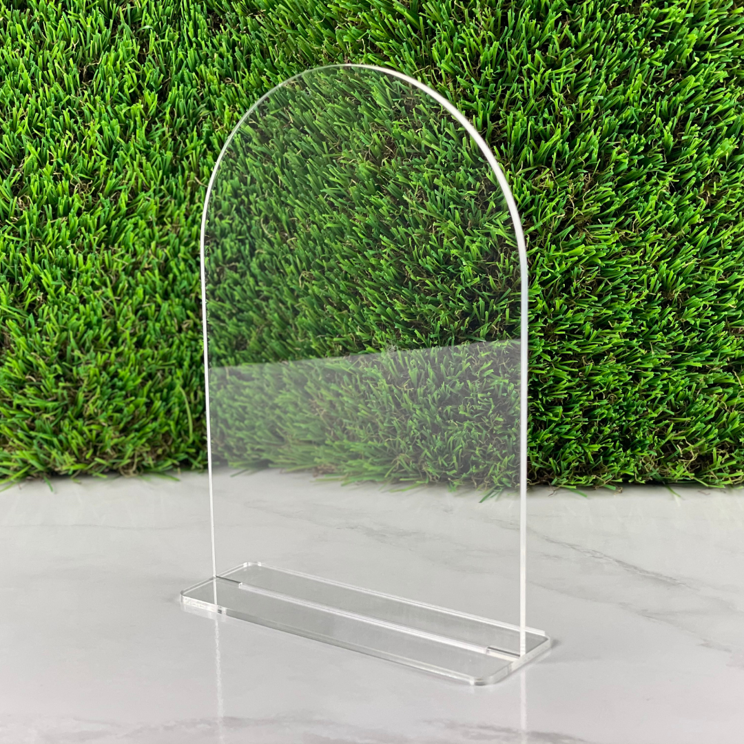 Clear Acrylic Arch Table Sign with Stand