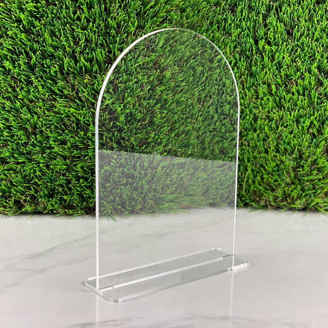 Clear Acrylic Arch Table Sign with Stand