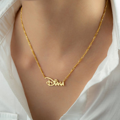 Customized Name Pendant Necklace - Gold Plated Brass, Personalized Jewelry