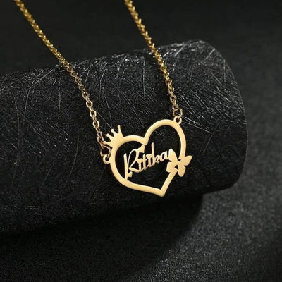 Customized Name Pendant Necklace - Gold Plated Brass, Personalized Jewelry