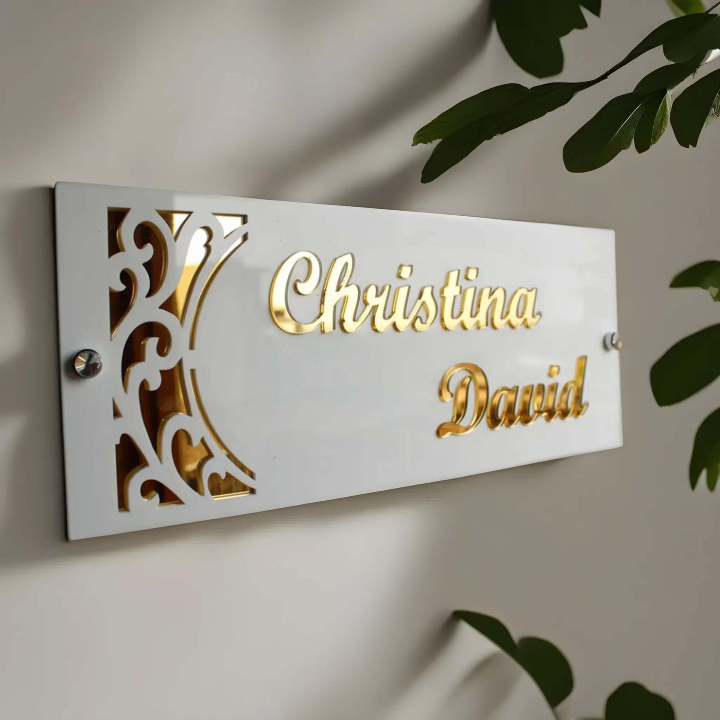 Customized Name Plaque for Door with Golden 3D Elevated Letters