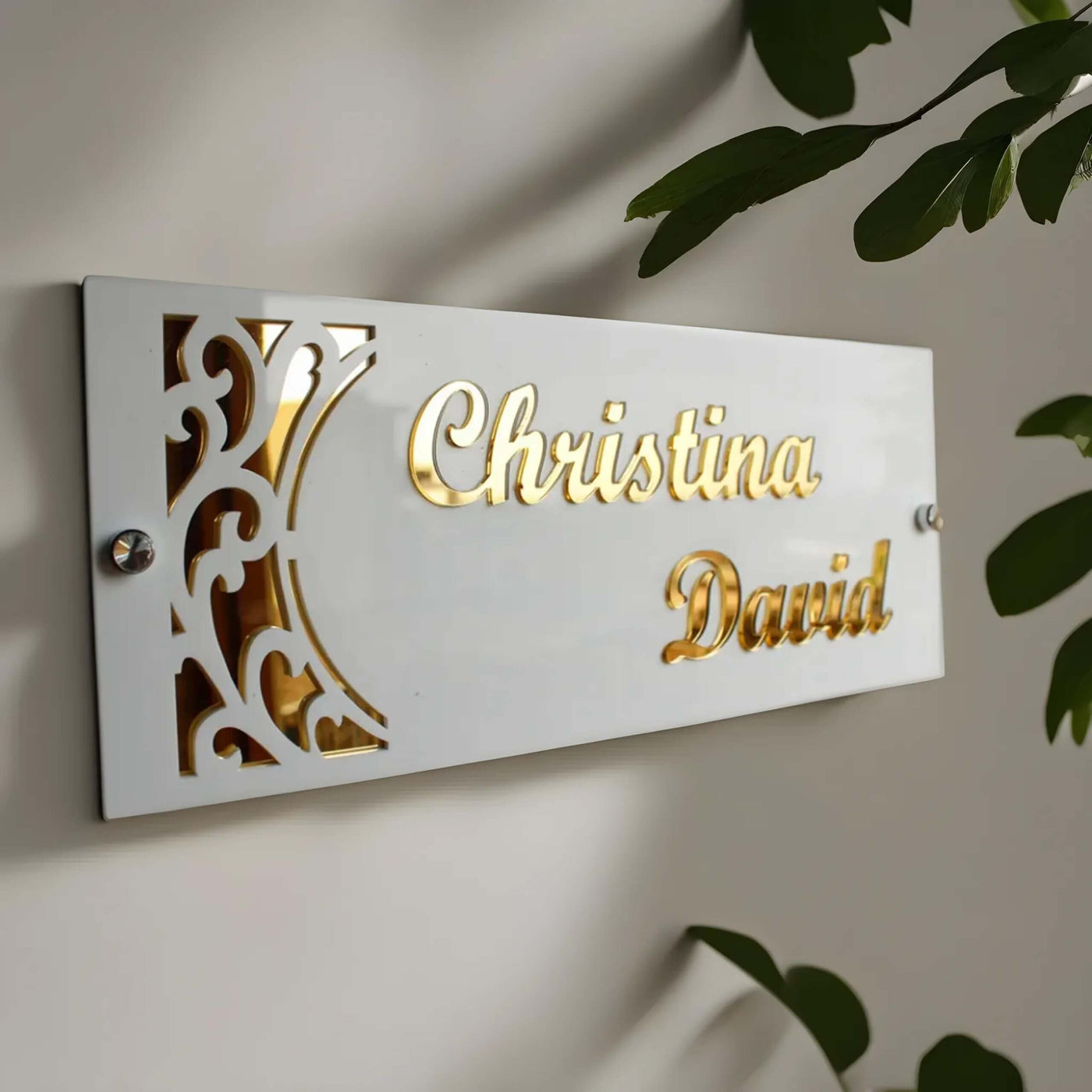 Customized Name Plaque for Door with Golden 3D Elevated Letters