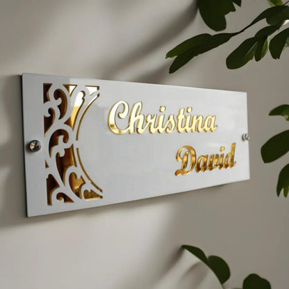 Customized Name Plaque for Door with Golden 3D Elevated Letters