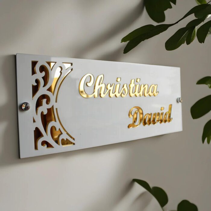 Customized Name Plaque for Door with Golden 3D Elevated Letters