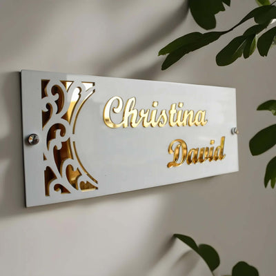 Customized Name Plaque for Door with Golden 3D Elevated Letters