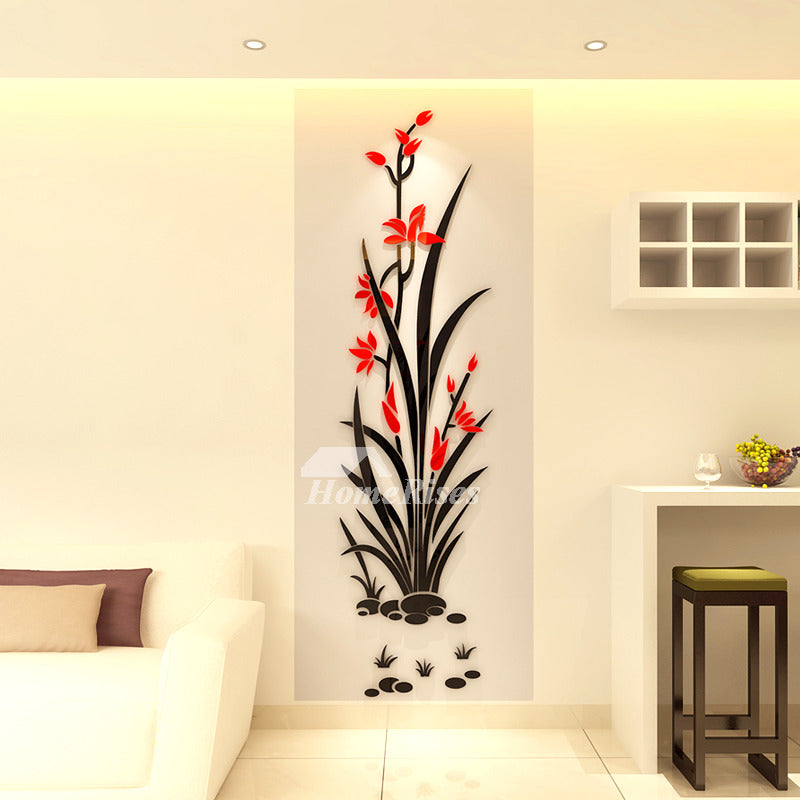 Floral Wall Decals 3D Acrylic Decorative Living Room Personalized