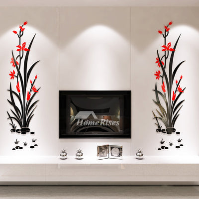 Floral Wall Decals 3D Acrylic Decorative Living Room Personalized