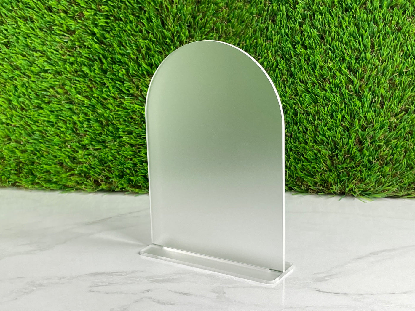 Frosted Acrylic Arch Table Sign with Stand