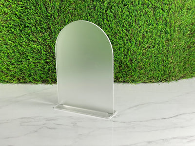 Frosted Acrylic Arch Table Sign with Stand