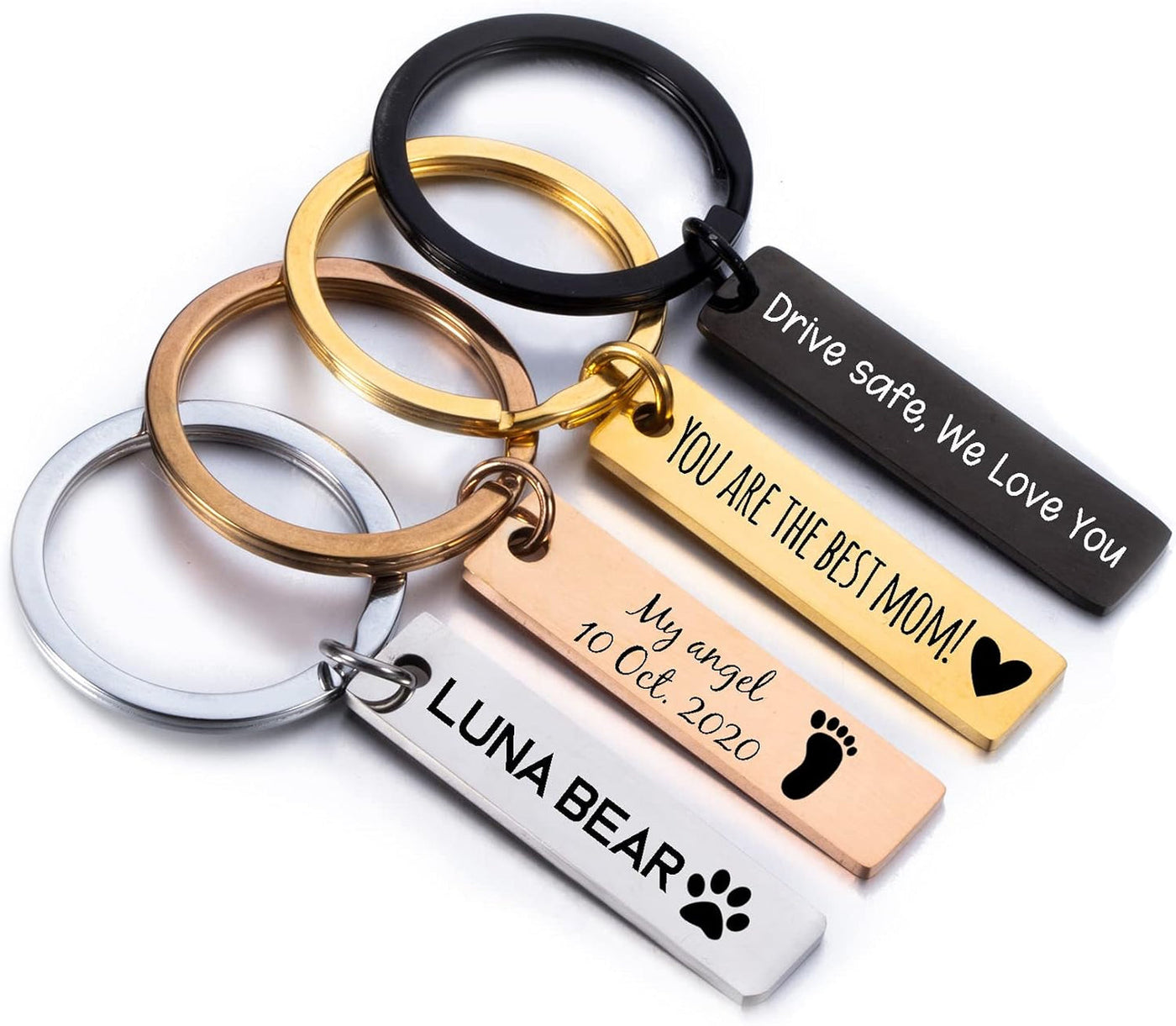 Custom Engraved Personalized Keychain for Him Her - Birthday Valentine's Day Christmas Gifts