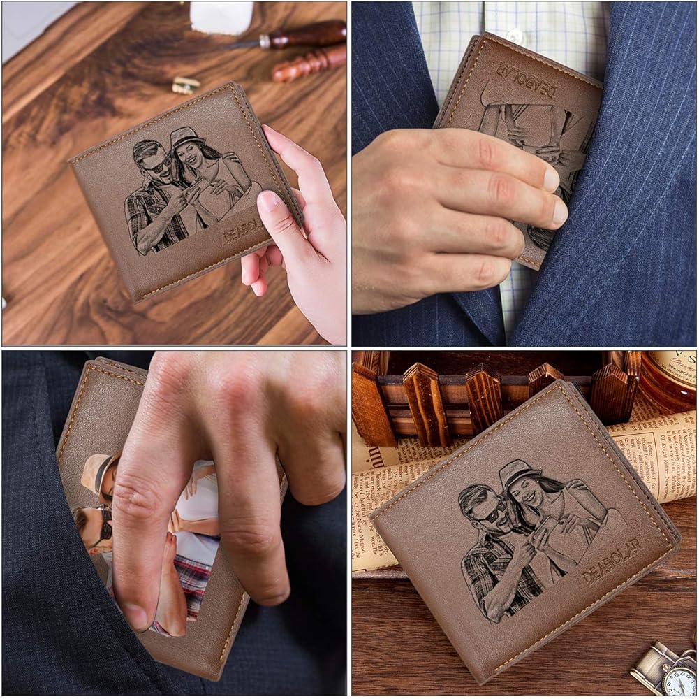 Personalized Men’s Photo Wallet - Engraved Wallet Gift for Him