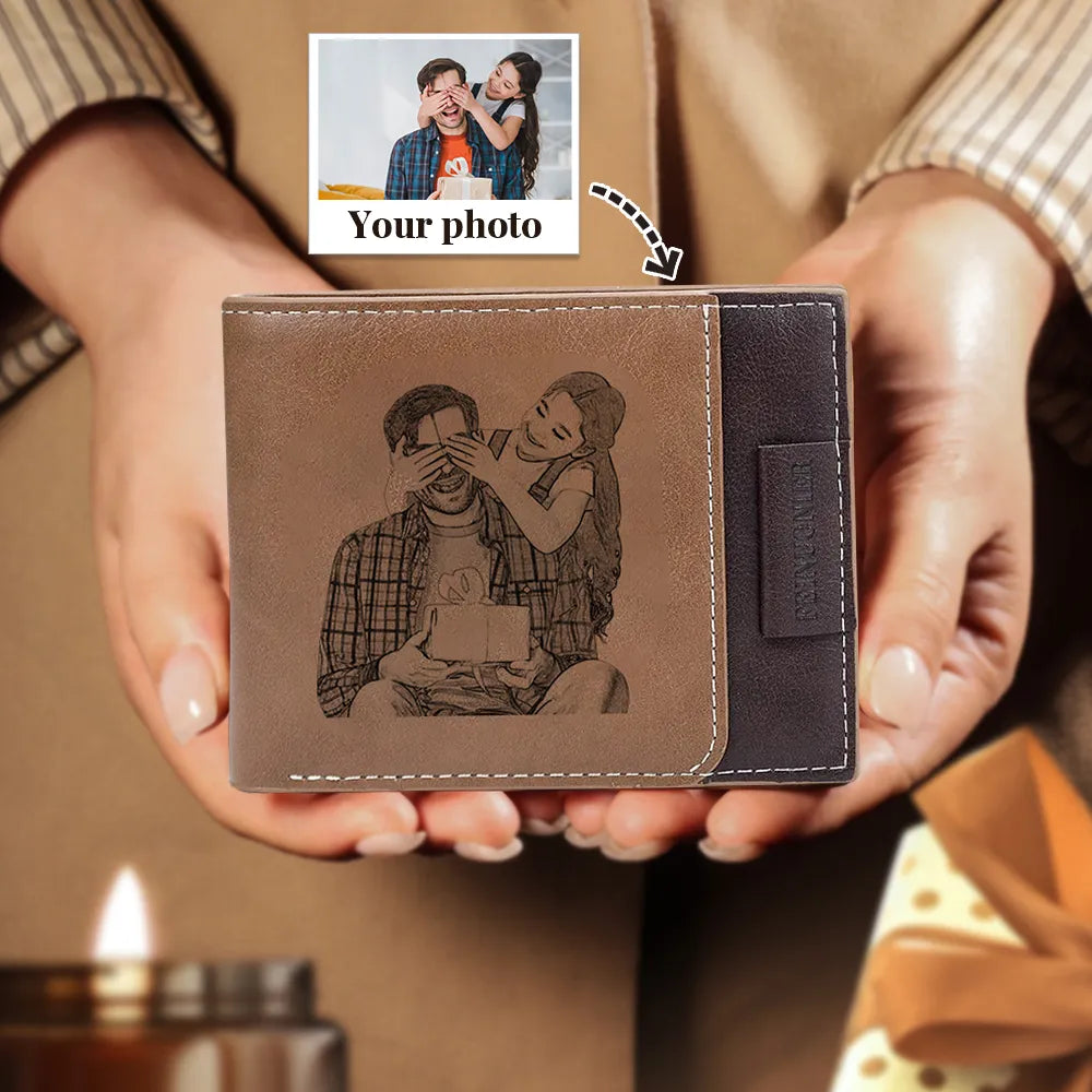 Personalized Men’s Photo Wallet - Engraved Wallet Gift for Him