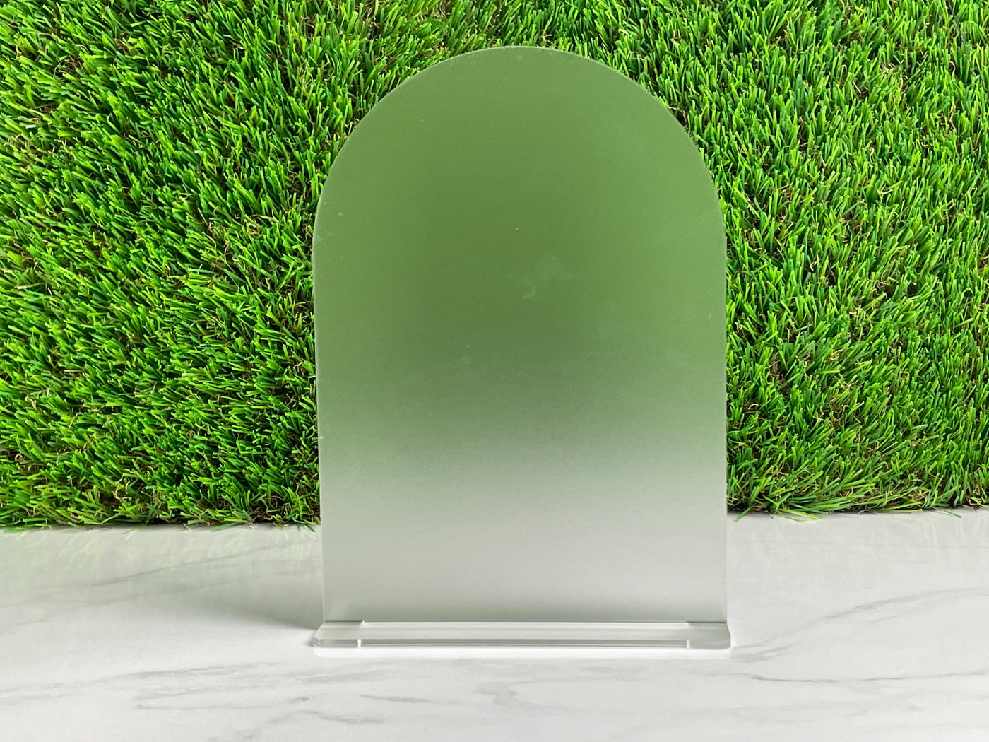 Frosted Acrylic Arch Table Sign with Stand