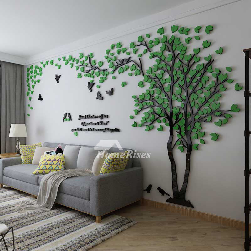 Tree Wall Decal 3D Living Room Green/Yellow Acrylic Best Decorative