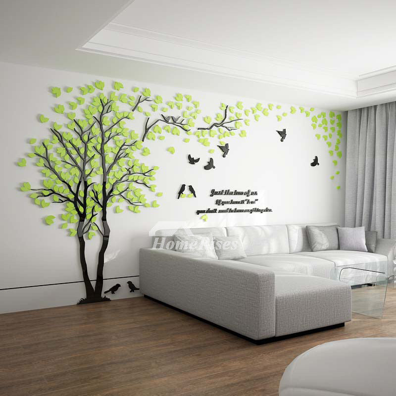 Tree Wall Decal 3D Living Room Green/Yellow Acrylic Best Decorative