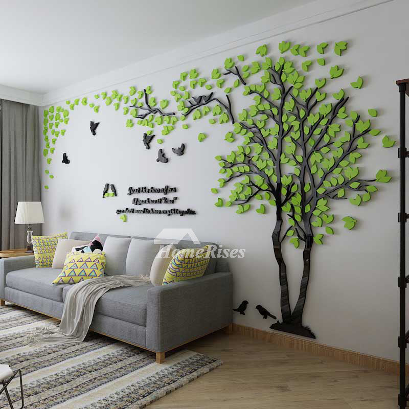 Tree Wall Decal 3D Living Room Green/Yellow Acrylic Best Decorative