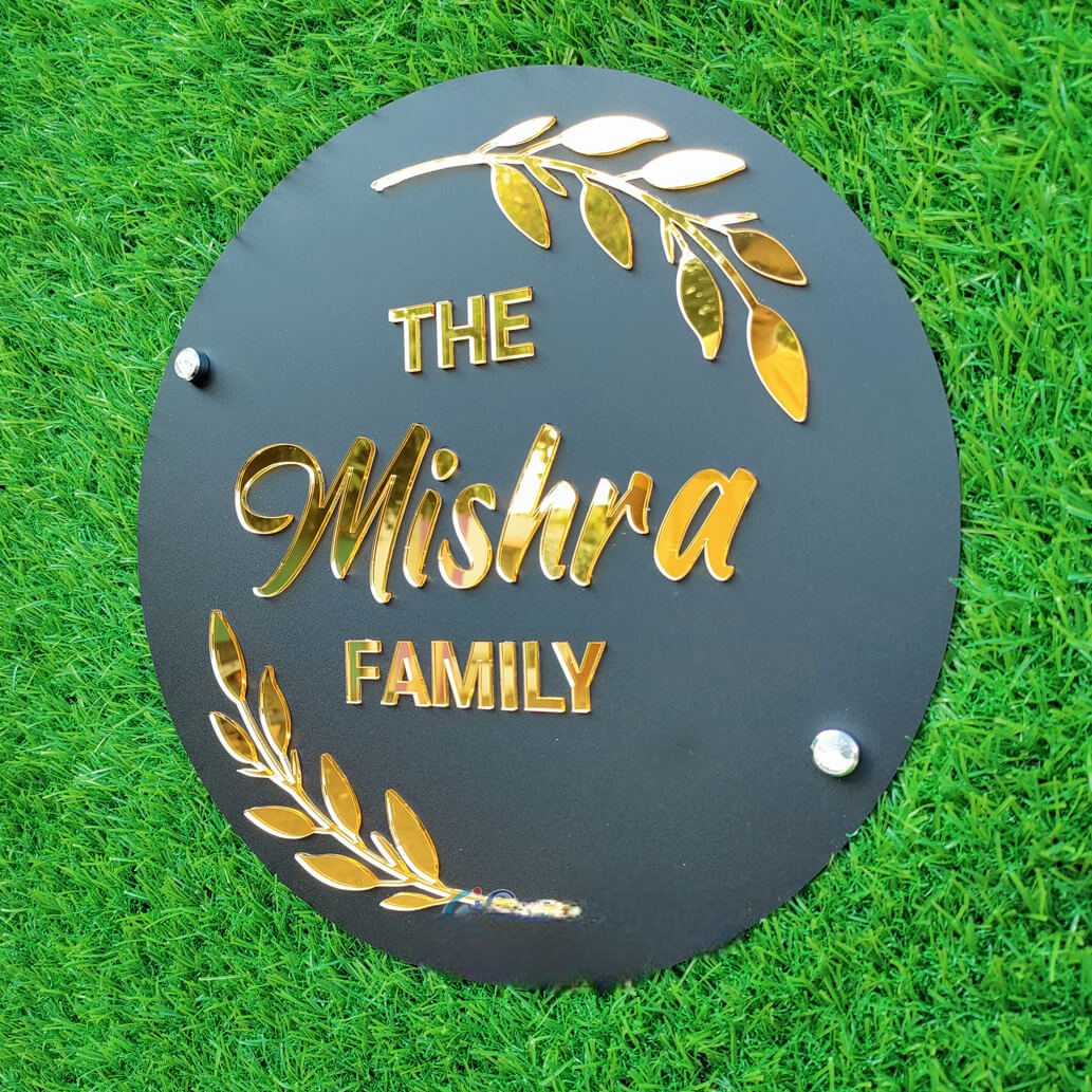 Unique Acrylic Nameplate for House Entrance | Black