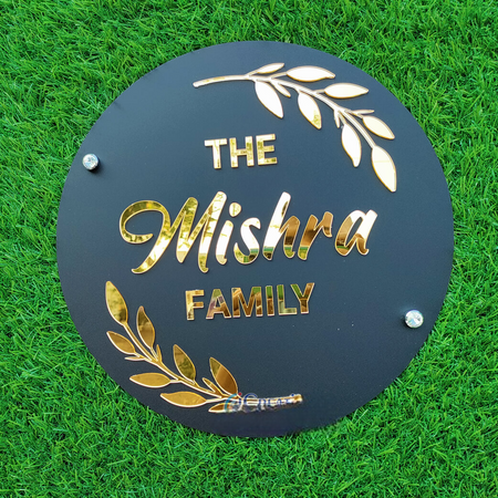 Unique Acrylic Nameplate for House Entrance | Black