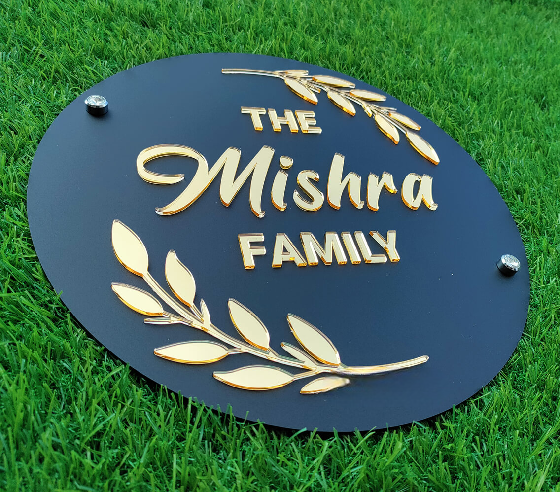 Unique Acrylic Nameplate for House Entrance | Black