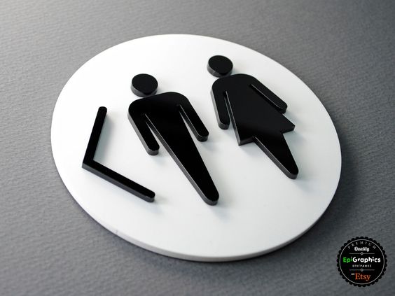 Round Shape Acrylic WC Sign for Hotel, Restaurant and Office Signage