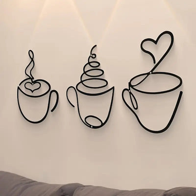 Coffee Cups With Heart - Beautiful Kitchen Wall Decal - Best For Gifting
