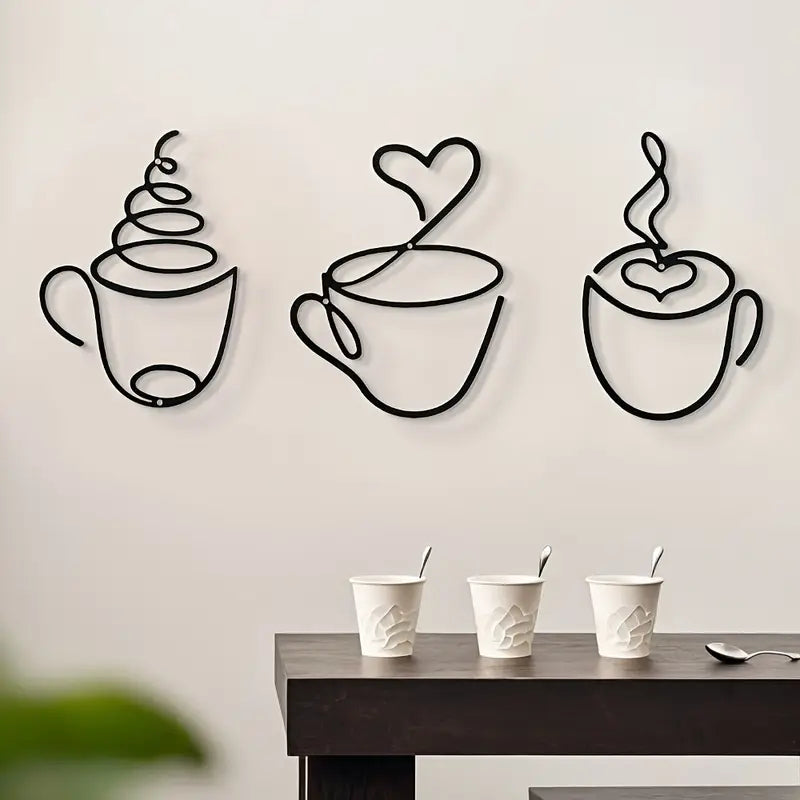 Coffee Cups With Heart - Beautiful Kitchen Wall Decal - Best For Gifting