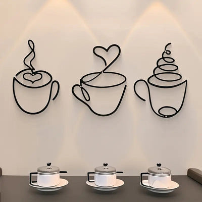 Coffee Cups With Heart - Beautiful Kitchen Wall Decal - Best For Gifting